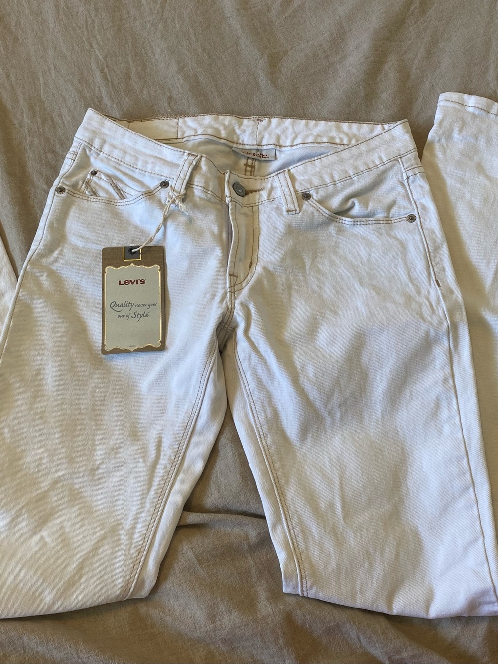 Levi's White Denim Jeans with Tag -very low rise flare